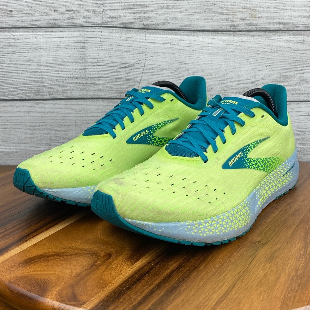 Brooks Hyperion Tempo Road Running Shoe Green Yellow Blue Men’s Sneaker Size 11 - Picture 2 of 12